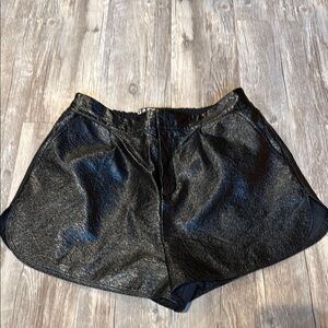 GREY LAB Shiny Faux Leather Black Shorts